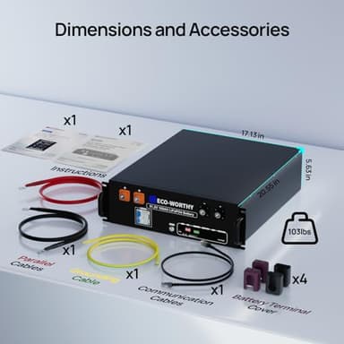 ECO-WORTHY 48V 100Ah LiFePO4 Lithium Battery w/Bluetooth | UL1973 & UL9540A Certified | 5120Wh Server Rack Battery for Solar Energy Storage, Home Backup Power - Image 9