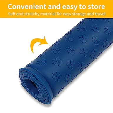 Ptlom Silicone Pet Placemat for Dog and Cat, Waterproof Anti-Slip Pet Feeding Bowl Mats for Food and Water, Small Medium Large Tray Mat Prevent Residues from Spilling to Floor, Navy Blue, 31.5" 23.6" - Image 9