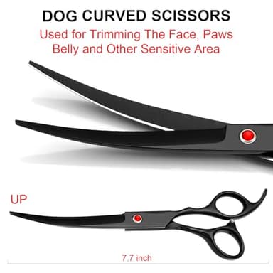 Professional Dog Grooming Scissors Kit Black 6 in 1, Dog Shears for Grooming 6CR Premium Stainless Steel Grooming Scissors Kit for Dogs Cat Pet - Image 3