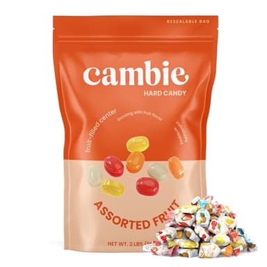 Assorted Fruit Hard Candy Individually Wrapped by Cambie, 2 lbs of Fruit Candy with a Deliciously Sweet Hard Exterior with a Soft, Decadent Filled Center - Image 3