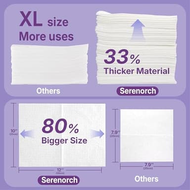 Serenorch Disposable Face Towels, 10" x 12", Ultra Thick Face Towelettes for Sensitive Skin, Extra Soft Makeup Remover Dry Wipes, 50 Count - Image 4