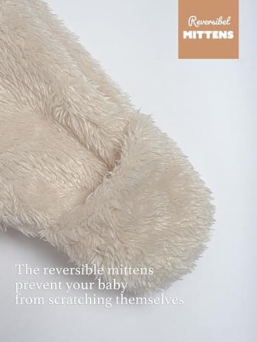 Baby Plush Long Sleeve Polar Fleece Jumpsuit With Bear Ears Baby Fleece Hooded Jumpsuit Infant Winter Outfit (Beige, 3-6 Months) - Image 7