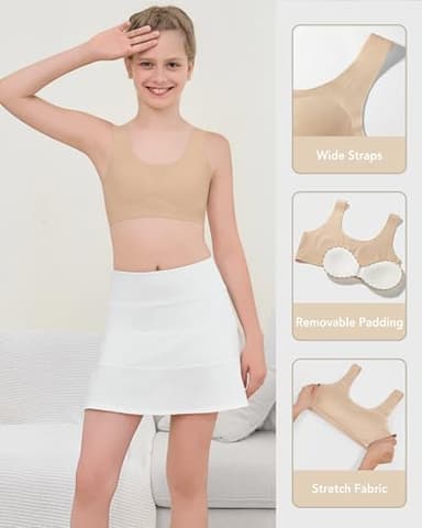 SALIA GIRL Training Bras for Girls 8-10 Sports Seamless Bra with Removable Padding Bras, Small - Image 2