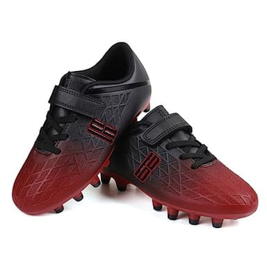 brooman Kids Firm Ground Soccer Cleats Boys Girls Athletic Outdoor Football Shoes (3,Black Red) - Image 6