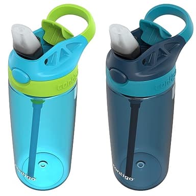 Contigo Kids 20oz 2-Pack Aubrey Water Bottles with Cleanable Silicone Straw Spill-Proof Lid Dishwasher Safe Blue Raspberry/Cool Lime & Blueberry/Juniper BPA-free - Image 3