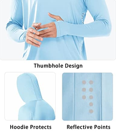 NORTHYARD Men's UPF 50+ Hoodie Shirts Long Sleeve Sun Protection Fishing Swim Beach UV SPF Rash Guard Quick Dry Lightweight SkyBlue XL - Image 4