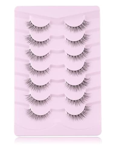 Onlyall Natural Lashes Wispy Lashes Natural Look False Eyelashes Natural Flared Eyelashes False Eye Lashes Soft Fluffy Lashes 7 Pairs D1 Natural (6-13MM) - Image 5