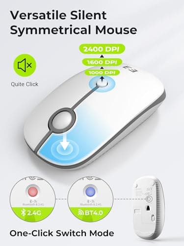 seenda Bluetooth Keyboard and Mouse for iPad, CTU-301 Multi-Device Bluetooth + 2.4G Wireless Keyboard Mouse with Tablet Holder for MacBook/Windows Computer, iOS/Andriod Tablet Phone, White - Image 5