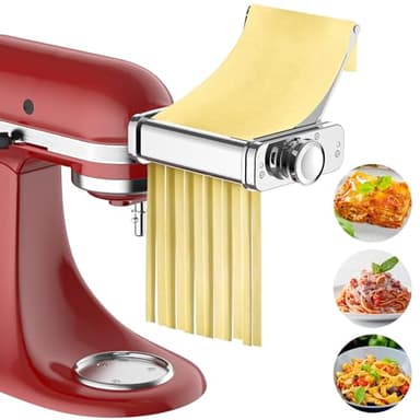 3 in 1 Pasta Attachment for KitchenAid Stand Mixer, All Metal Pasta Maker KitchenAid Attachment, Pasta Sheet Roller, Spaghetti Cutter, Fettuccine Cutter Maker Accessories and Cleaning Brush by Gvode - Image 1