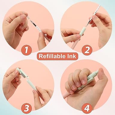 FIOVER 5pcs Gel Pens Black Ink Medium Point 0.7mm Pens Smooth Writing High-End Series Cute Ballpoint for Journaling Note Taking, Office School Supplies Gifts for Women and Men - Image 6