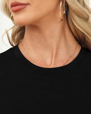 Memorose Womens Short Sleeve Tops Summer T Shirts Round Neck Fashion Causal Basic Tee Black L - Image 5