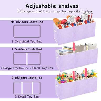 Boxgambol Extra Large Toy Box, Toy Storage Organizer with Lid, Oxford Fabric Collapsible Sturdy Toy Chest Bins Baskets for Livingroom,Playroom, Nursery, Bedroom, Closet (Purple) - Image 5