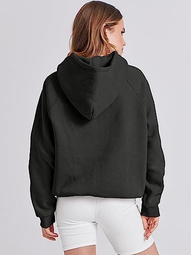 ANRABESS Women Hoodies Oversized Fleece Long Sleeve Comfy Casual Basic Pullover Sweatshirts 2025 Fall Outfits Y2K Clothes Black Small - Image 4