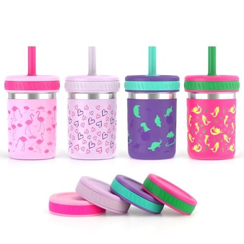 Sursip 10 oz Stainless Steel Toddlers Sippy Cups with Straws | Spill-Proof Tumblers Drinks & Snacks, Smoothie Cups for Kids, BPA-Free, Dishwasher Safe - Image 1