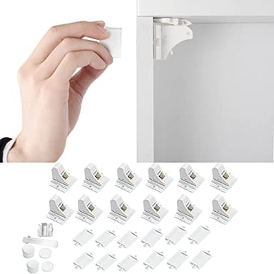 Vmaisi Adhesive Magnetic Cabinet Locks (12 Locks and 2 Keys) - Image 2