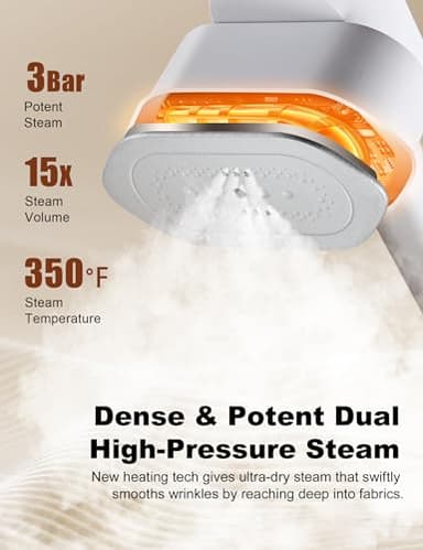 KopBeau Steamer for Clothes,2-in-1 Clothes Steamer & Iron for Wrinkles Remover,NTC Precision Ironing Protects Clothes,14 Min of Continuous Steam,1000W Travel Steamer for Travel and Home Use,White - Image 4