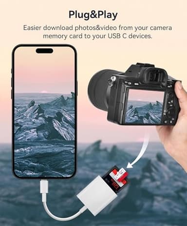 USB C SD Card Reader, WNXSLOAD SD Card Adapter with SD MicroSD Dual Slots for iPhone 15 16 iPad Mac MacBook Laptop, USB-C/TypeC High-Speed Trail Camera Memory Card Reader, Plug & Play - 2 Slots - Image 3