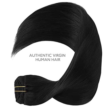 WENNALIFE Clip in Hair Extensions Real Human Hair, 18 Inch 120g 7pcs Jet Black Hair Extensions Clip in Human Hair Remy Clip in Hair Extensions Natural Human Hair Extensions Double Weft - Image 6