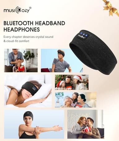 MUSICOZY Sleep Headphones Bluetooth 5.4 Headband, Wireless Earphones Music Sleep Earbuds Sleeping Eye Mask with HD Stereo Speakers for Workout Running Travel Yoga, Ideal Gifts for Women Men - Image 8