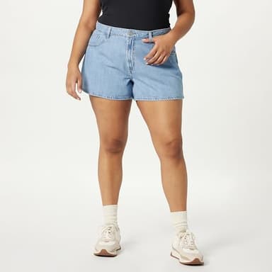 The Drop Women's Rowan Flared Denim Short Light Indigo, 32 - Image 5