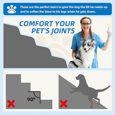 5-Step Spliceable Pet Stairs: Indoor& Outdoor Multi-Use with a Removable Cover and a Pocket, Best for Small Pets and Older Dogs Who Has Spine and Arthritis Issues to Get on High Beds, Grey（22.8" H - Image 3