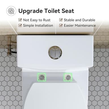 HOROW T0338W Compact One Piece Toilet with Comfort Chair Seat ADA Height 17.3", Elongated Dual Flush 0.8/1.28 GPF and MAP 1000g, Standard White Toilet Bowl - Image 9
