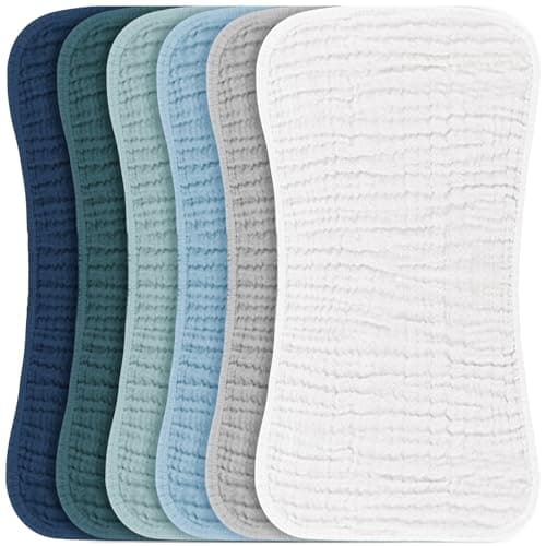Konssy Muslin Baby Burp Cloths Sets for Unisex- 6 Pack Large 100% Cotton Burping Clothes for Newborn, Baby Girls and Boys - Image 1