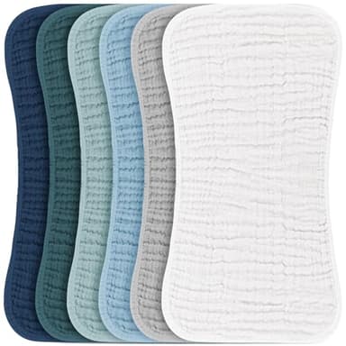 Konssy Muslin Baby Burp Cloths Sets for Unisex- 6 Pack Large 100% Cotton Burping Clothes for Newborn, Baby Girls and Boys - Image 1