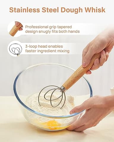 Kootek Banneton Bread Proofing Basket Set of 2, 9 Inch Round Sourdough Starter Kit, Baking Supplies Tools with Dough Whisk, Scoring Lame, and Other Accessories for Artisan Bread Making - Image 6