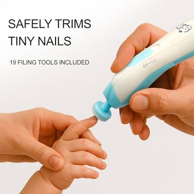 Baby Nail Trimmer 21 in 1, Usage Labeled Case & 13 Extra Replacement Tools, Royal Angels Baby Electric Nail File, Baby Nail Care, Nail Clipper Newborn Toddler Toes & Fingernails Nail Kit (Blue) - Image 2