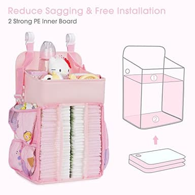 Maliton Hanging Diaper Caddy Nursery Caddy Organizer for Playard, Wall or Crib, Diaper Stacker with Baby Essentials Storage - Image 5