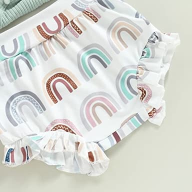 fhutpw Baby Girl Clothes Summer Cute Outfits 3 6 12 18 Months Spaghetti Strap Romper & Floarl Shorts Sets - Image 7