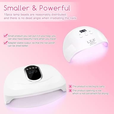 Wisdompark 72W UV LED Nail Lamp Dryer for Gel Polish with 15 Beads Curing lamp 3 Timer Settings & Auto Sensor, Professional Nail Light with LCD Touch Display (White) - Image 5