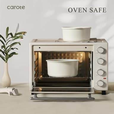 CAROTE 5pcs Pots and Pans Set Non Stick, Cookware Sets, Kitchen Set, Oven/Dishwasher/Fridge Safe, Space Saving Pots Set, Nonstick Set with Versatile Detachable Handle, Induction RV Set, Cream - Image 5