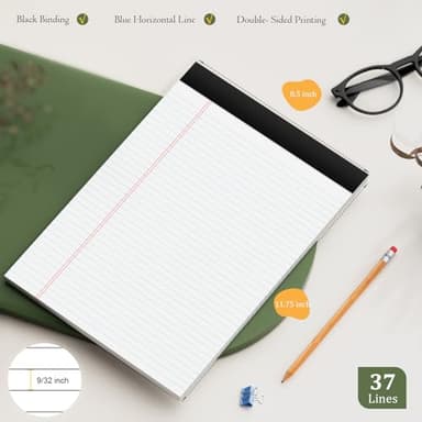 AILZFEI 12 Pack of Legal Pads 8.5 x 11.75 College Ruled Notebook White Paper Note Pad Narrow Ruled 30 Sheets Notepads Perforated Writing Pad Clear Print 8x11 Legal Pads Pads of Paper - Image 2