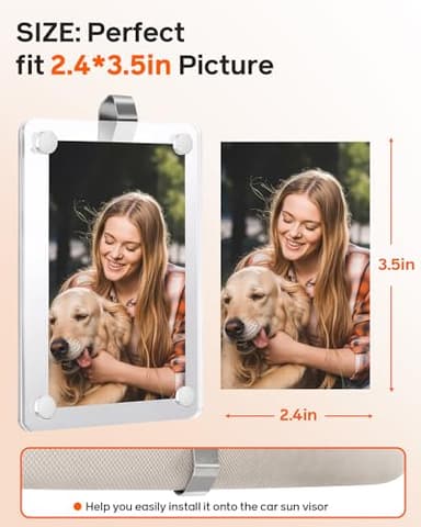 ESVNE 2Pcs Car Picture Holder for Visor Magnetic Picture Frame for 3 Inch Photos, Car Sun Visor Photo Holder with Strong Acrylic Magnet, Personalized Car Accessories with Clips for Easy Display - Image 2