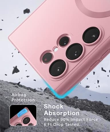 Amzfield Magnetic for Samsung Galaxy S22 Ultra Case for Women Men Girls [Compatible with MagSafe] [Camera Lens Protector] Matte Cute Slim Soft Silicone Bumper Shockproof Metallic Phone Case, Pink - Image 6