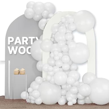 PartyWoo White Balloons 120 pcs Different Sizes Pack of 18 12 10 5 Inch Matte White Latex Balloon Arch Kit Garland for Wedding Bridal Graduation Baby Shower Birthday Party Decorations White-Y13 - Image 1