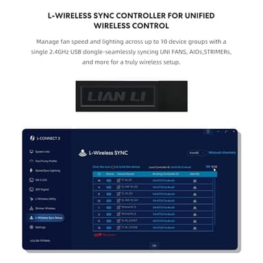 Lian Li UNI Fan CL120 ARGB 120mm PWM Fans - Triple Pack - 2.4 GHz Wireless Signal RGB & PC Case Fans Control - Daisy-Chain - Dual Light Zones - FDB - Controller Included & Required - Black (12CL1W3B) - Image 7