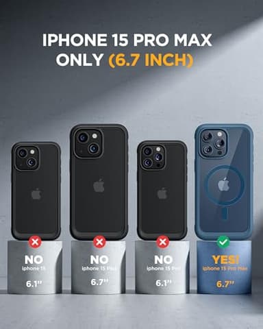 Miracase Magnetic for iPhone 15 Pro Max Case 6.7'' [Compatible with Magsafe] Full-Body Drop Proof Bumper Phone Case for iPhone 15 Pro Max with Built-in 9H Tempered Glass Screen Protector,Blue - Image 2
