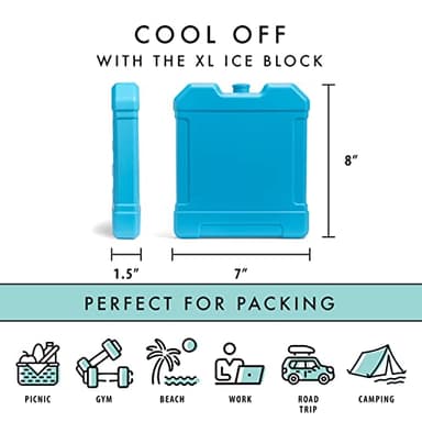 Cool Coolers by Fit + Fresh, XL Cooler Ice Block, Large and Powerful Ice Pack, Perfect for Insulated Cooler, Beach Bag, Backpack Cooler & Travel, 1PK, Blue - Image 3