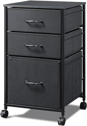 DEVAISE Mobile File Cabinet, Rolling Printer Stand with 3 Drawers, Fabric Vertical Filing Cabinet fits A4 or Letter Size for Home Office, Black - Image 1