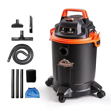 Armor All VO405P 0901 4 Gallon Wet/Dry Vac 2.0 Peak HP Shop Vacuum with Nozzles & Brush,Black/Orange - Image 1