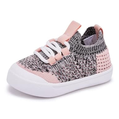 BMCiTYBM Baby Shoes Boys Girls Barefoot First Walking Shoes Breathable Mesh Walker Sneakers Tennis Outdoor Indoor Slip On 12-18 Months Toddler Pink Size 5 Toddler - Image 4