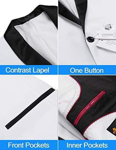 COOFANDY Men's Tuxedo Jacket Wedding Blazer One Button Dress Suit for Dinner Prom Party - Image 6