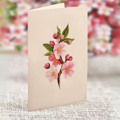 Freshcut Paper Pop Up Cards, Mini Cherry Blossoms, 6 Inch Mini Sized Forever Flower Bouquet 3D Popup Greeting Cards, Birthday Cards, Valentine's Day Card, Blank Notecard & Envelope - Image 5
