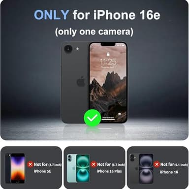 Eastinbox iPhone 16e Case [16FT Military Grade Drop Protection] Anti-Slip, Anti-Scratch, Slim Frosted Matte Translucent Cover 16e Phone Case for iPhone 16 e case 6.1", Frosted Black - Image 2