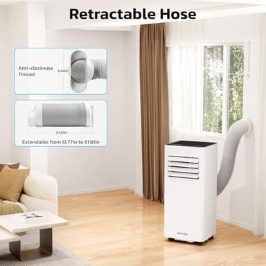 ZAFRO 8,000 BTU Portable Air Conditioners, 4 Modes Portable AC Unit with Fast Cooling/Energy Efficient/Remote/24Hrs Timer for Bedroom/Dorms/Indoor Rooms, White - Image 3