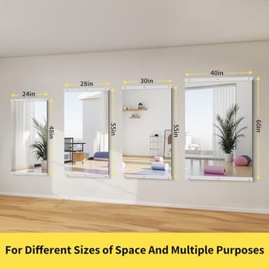 InfiniGlass Home Gym Mirror - 55x30 Inch, 3PCS Frameless Tempered Glass Full Body Mirror for Wall Mount - Ideal for Yoga, Workout, Bedroom, Dance Studio (Silver) - Image 7