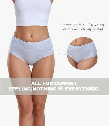 coskefy Cotton Underwear for Women High Waisted Breathable Seamless Panties Stretch Tummy Control Briefs 5 Pack - Image 5